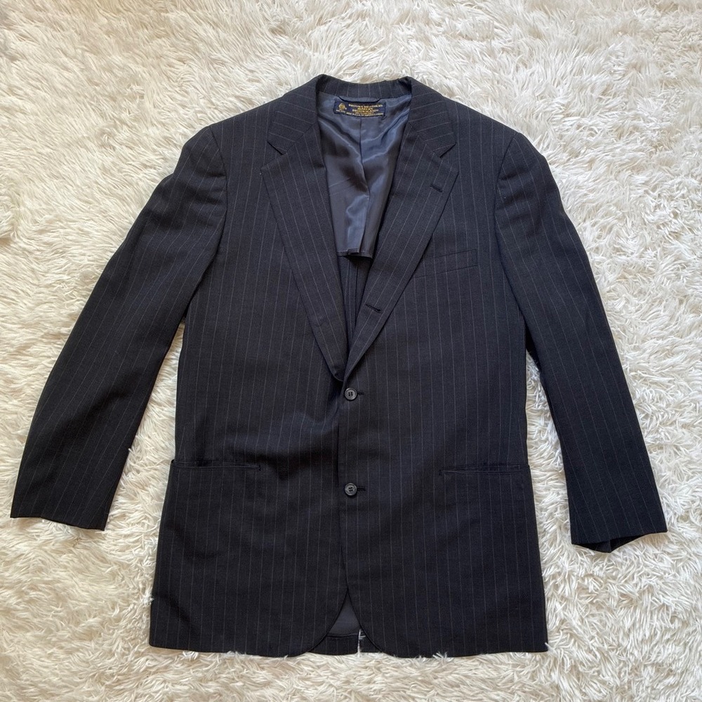 Brooks Brothers Made in USA Mens Navy Pinstripe 100% Wool Blazer Sport Coat 48L